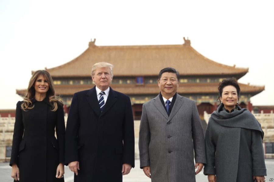 President Donald Trump and first lady Melania Trump XXXXXXXXX during a tour of the forbidden city, Wednesday, November 8, 2017, in Beijing, China. Trump is on a five country trip through Asia traveling to Japan, South Korea, China, Vietnam and the Philippines. (AP Photo/Andrew Harnik)