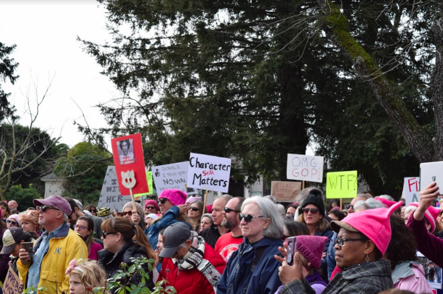 Supporters+gathered+in+downtown+Petaluma+to+support+the+2019+Womens+March.+