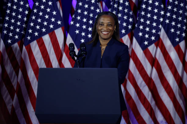 Laphonza Butler addresses a Biden-Harris campaign rally