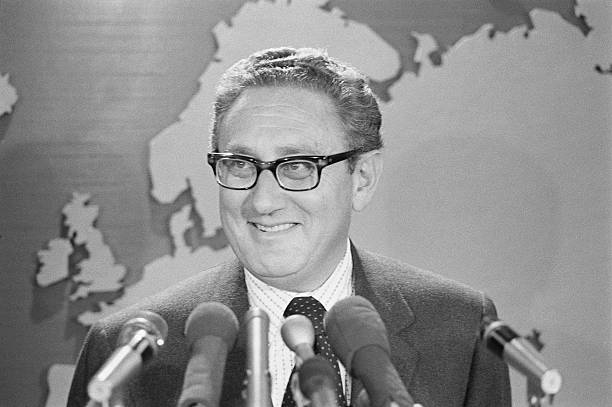 Secretary of State Henry Kissinger make a statement in the State Department briefing room after receiving the Nobel Peace prize. (Photo by © Wally McNamee/CORBIS/Corbis via Getty Images)